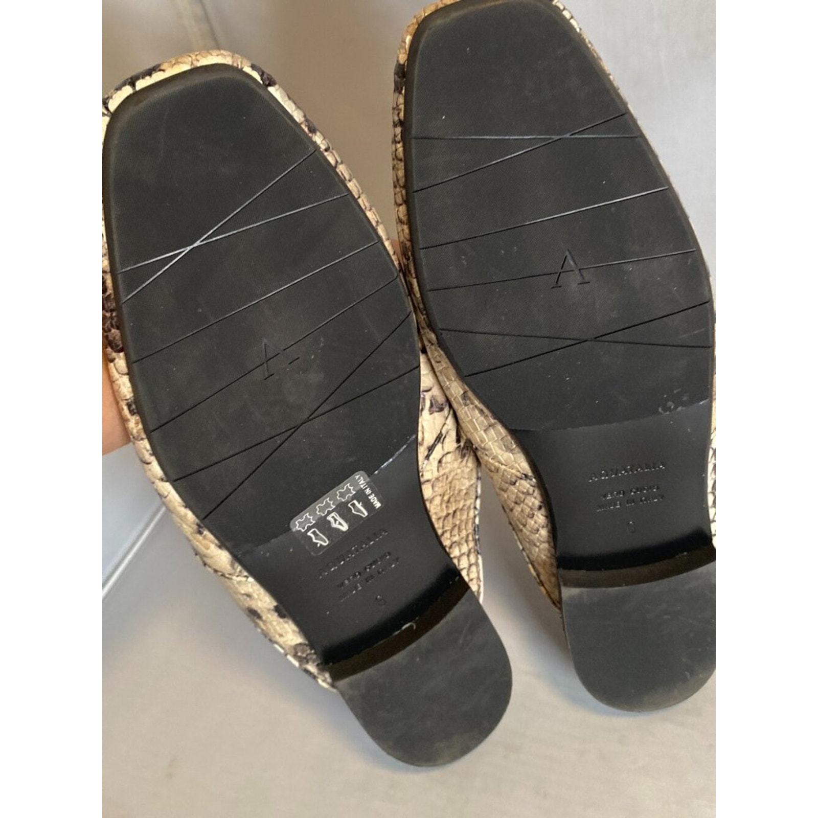 Aquatalia Python-Print Leather Flat Mules 8 — image 2 of 4